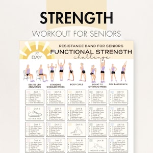 Strengthening Exercises for Seniors with Resistance Bands, Resistance Band Workouts for Seniors, Improve Functional Mobility, Printable PDF