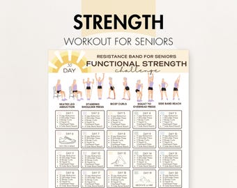 Ejercicios de fortalecimiento con bandas de resistencia para personas mayores, entrenamientos con bandas de resistencia para personas mayores, mejora de la movilidad funcional, PDF imprimible