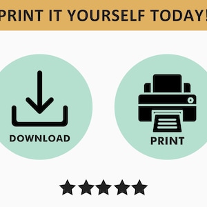 May include: Two green circles with white text and black icons. The left circle has a download icon and the text "DOWNLOAD". The right circle has a printer icon and the text "PRINT".