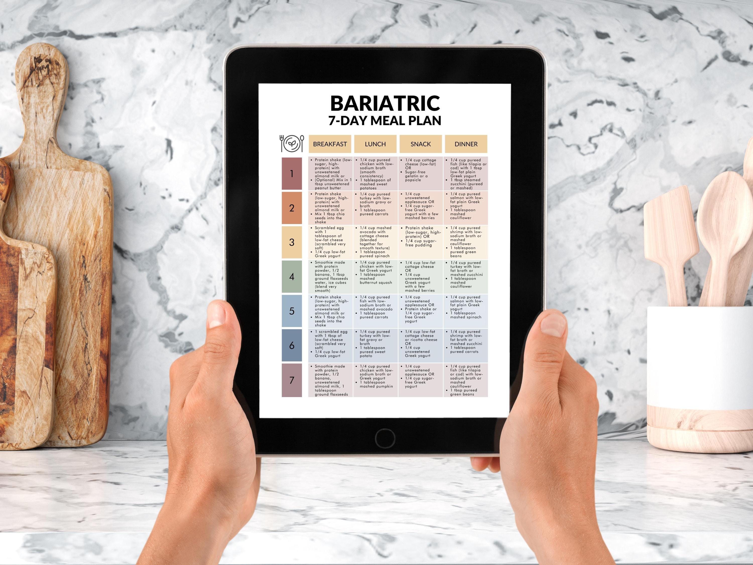 Bariatric Meal Plans, 7-day Bariatric Meal Plan, Bariatric Meal Plan