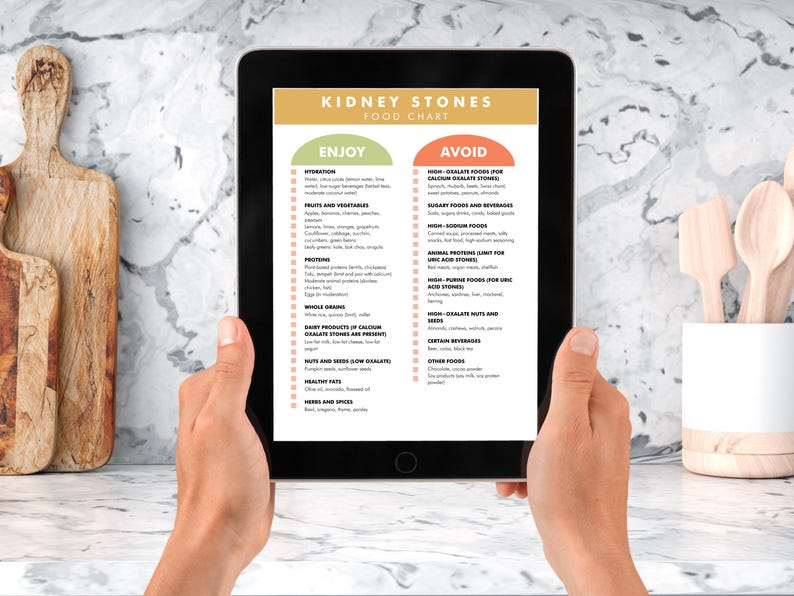 Dieta para cálculos renales, tabla de alimentos para la dieta de cálculos renales, PDF imprimible, alimentos que se deben comer y evitar si se tienen cálculos renales. imagen 4