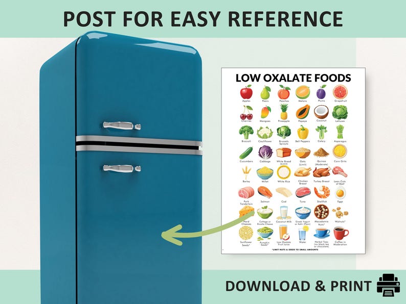 Dieta com baixo teor de oxalato, lista de alimentos com baixo teor de oxalato, PDF imprimível de alimentos com baixo teor de oxalato. imagem 2