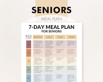 PDF 7-daags maaltijdplan voor ouderen, maaltijdplan voor senioren, dieetplan voor senioren thuis, thuis afdrukken - eenvoudige en voedzame maaltijdideeën
