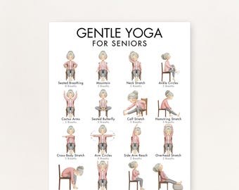 Seniors Chair Yoga, Gentle Seated Exercise Routine for Seniors, Sit Down Workout for Relaxation, Printable PDF, Easy to Print from Home