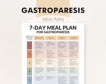 Gastroparesis Meal Plan PDF, Gastroparesis Diet Meal Plan, 7-Day Gastroparesis Menu, Printable Recipe Ideas, Gastroparesis-Friendly Foods