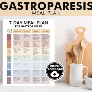 Gastroparesis Meal Plan PDF, Gastroparesis Diet Meal Plan, 7-Day Gastroparesis Menu, Printable Recipe Ideas, Gastroparesis-Friendly Foods