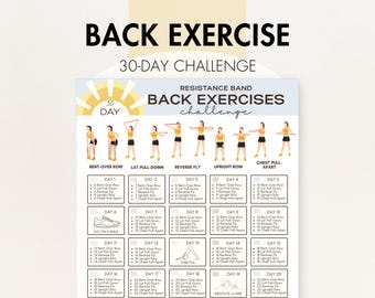 Resistance Band Back Exercises, Stretch Band Back Exercises For Home, Printable PDF, 30 Day Workout Challenge, for Upper Back and Lower Back