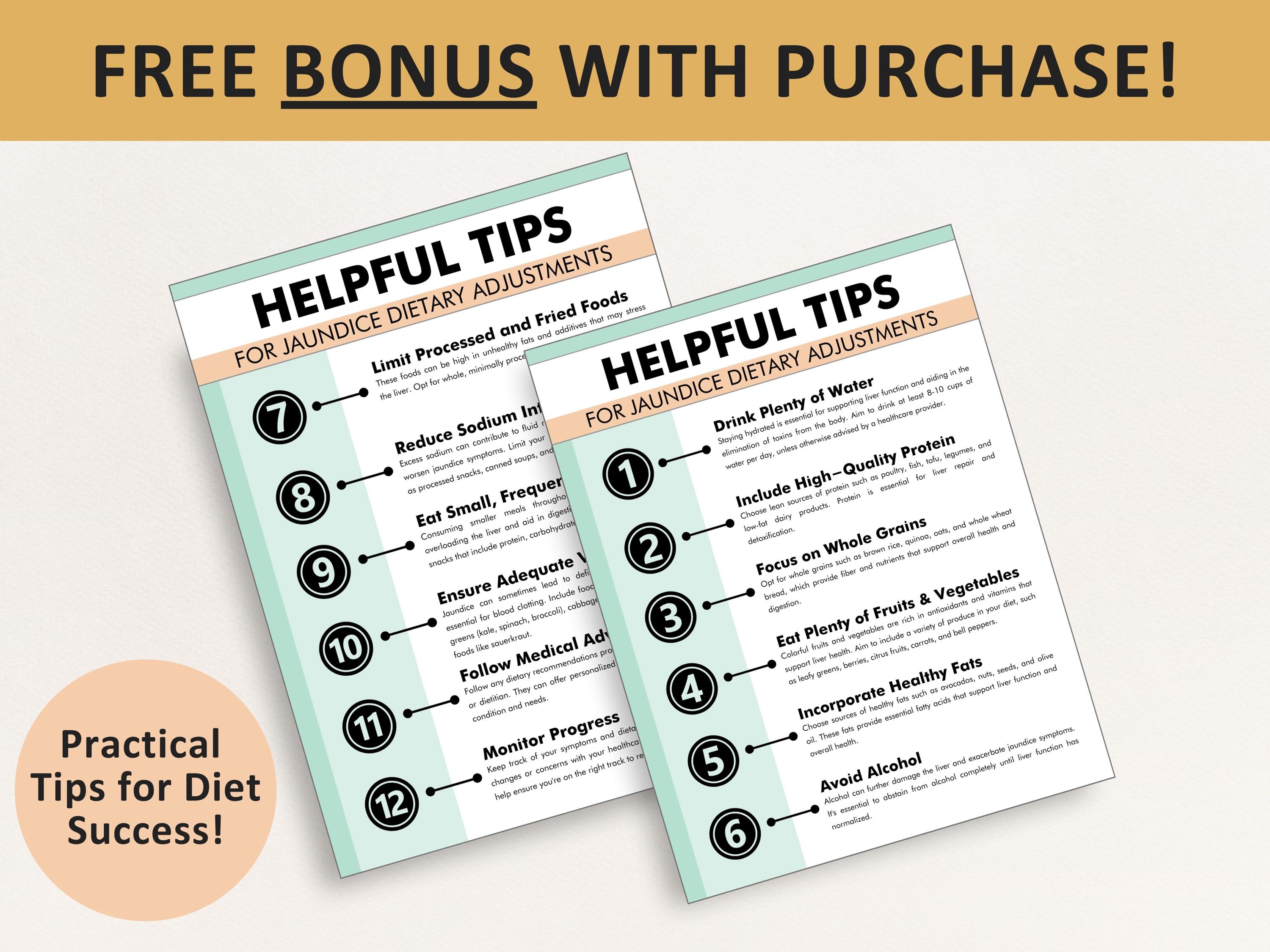 Jaundice Diet Foods, List of Foods for Jaundice, Printable PDF, Helps