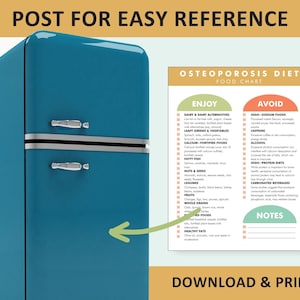 Osteoporosis Diet Plan, Osteoporosis Food Chart, Osteoporosis Diet, PDF to Download and Print, Make Dietary Changes to Promote Bone Density image 2