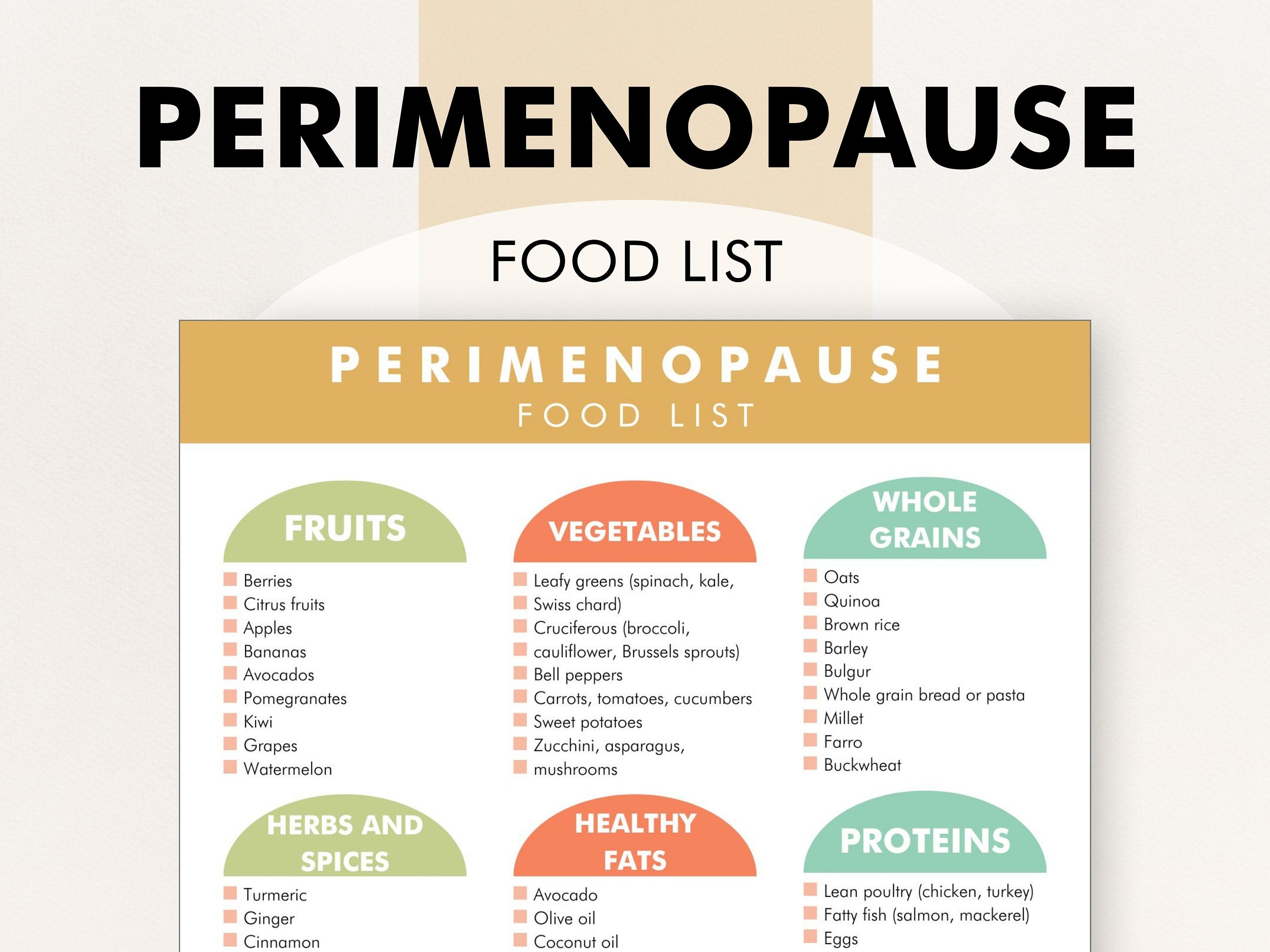 Perimenopause Diet Food List, Perimenopause Friendly Diet List, Foods