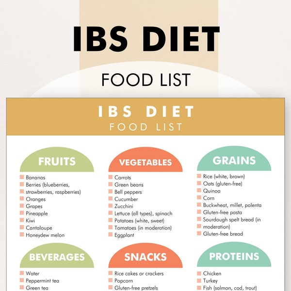 IBS Diet Plan, IBS Diet PDF, Inflammatory Bowel Syndrome Food Guide - Download, Print - Make Dietary Changes to Avoid Triggers