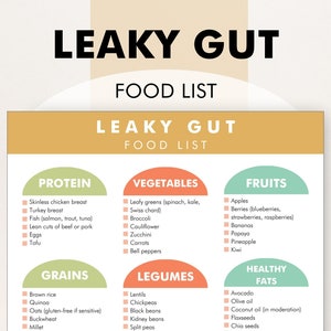 Leaky Gut Diet Food List, Leaky Gut Syndrome Diet PDF, Printable List