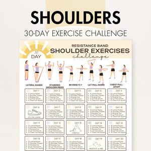 Resistance Band Shoulder Exercises, Resistance Band Shoulder Workout at Home, Resistance Band Exercises for Beginners PDF, 30 Day Challenge