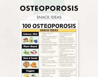 Osteoporosis Diet - Snacks, Snack Food for Osteoporosis, 100 Snacks for Osteoporosis, Printable PDF, Helps You Make Healthy Meal Plans