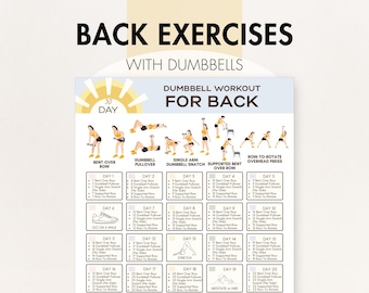 Dumbbell Back Exercises, Back Workout Program - No Bench, Free Weights, Printable PDF with Instructions