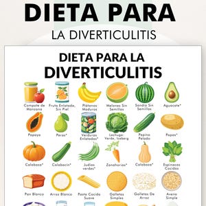 Diverticulitis Dieta PDF, Diverticulitis Diet Poster in Spanish, Printable, Download in Four Sizes - US Letter, 16x20, A4, A3