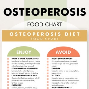 Osteoporosis Diet Plan, Osteoporosis Food Chart, Osteoporosis Diet, PDF to Download and Print, Make Dietary Changes to Promote Bone Density