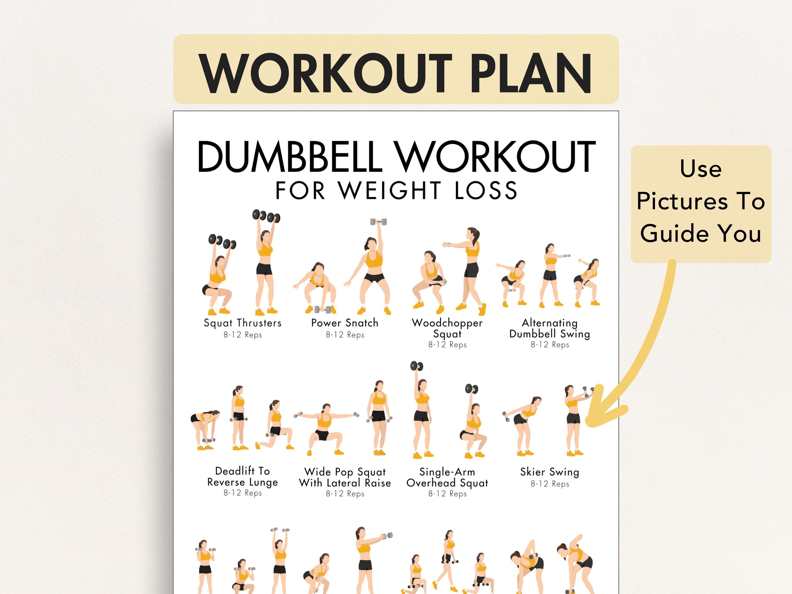 Dumbbell Workout Weight Loss, Dumbbell Routine to Burn Fat, Printable ...
