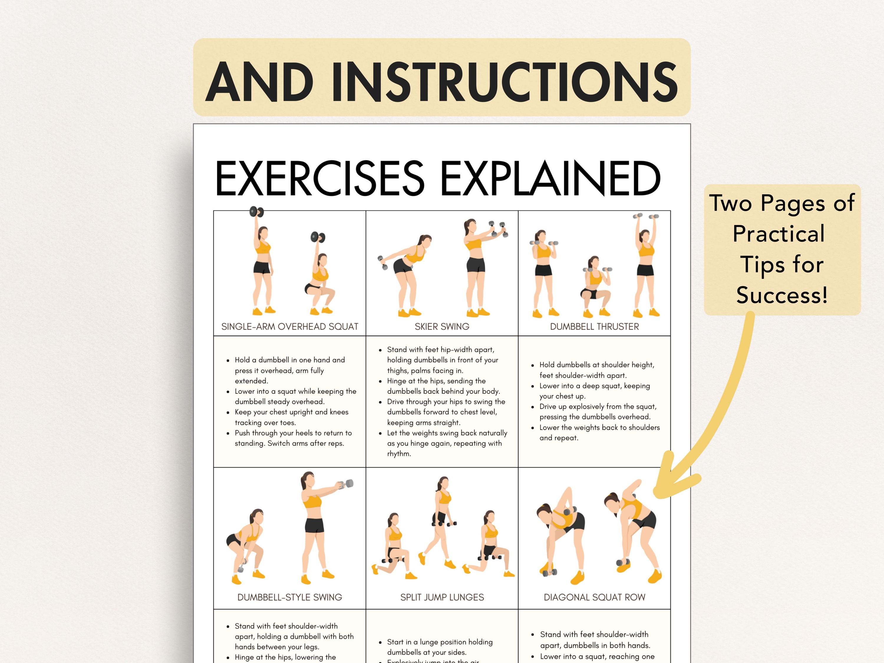 Dumbbell Workout Weight Loss, Dumbbell Routine to Burn Fat, Printable ...