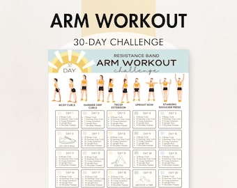 Resistance Band Arm Workout Routine, Resistance Band Arm Exercises Challenge For Beginners, Printable PDF, Tone and Strengthen Your Arms!