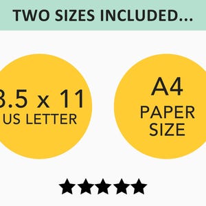 Puede incluir: Dos c&iacute;rculos amarillos con texto negro. El c&iacute;rculo izquierdo dice "8.5 x 11 US Letter". El c&iacute;rculo derecho dice "A4 PAPER SIZE".