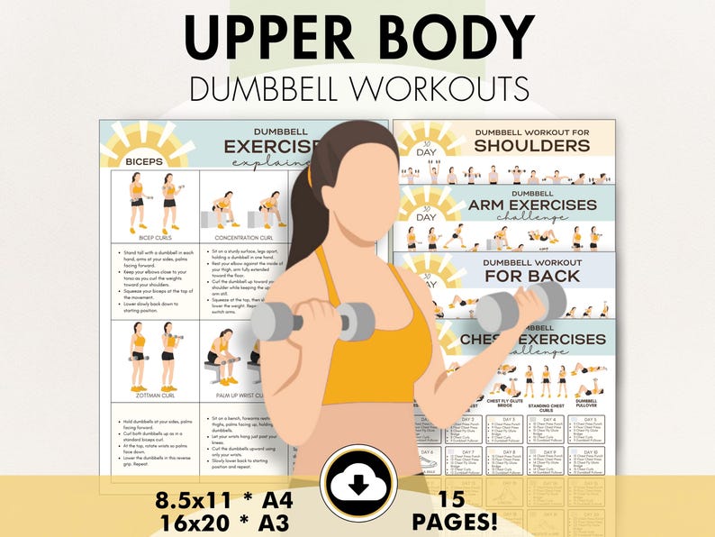 Dumbbell Exercises Upper Body, PDF, Bundle With Instructions, Five ...