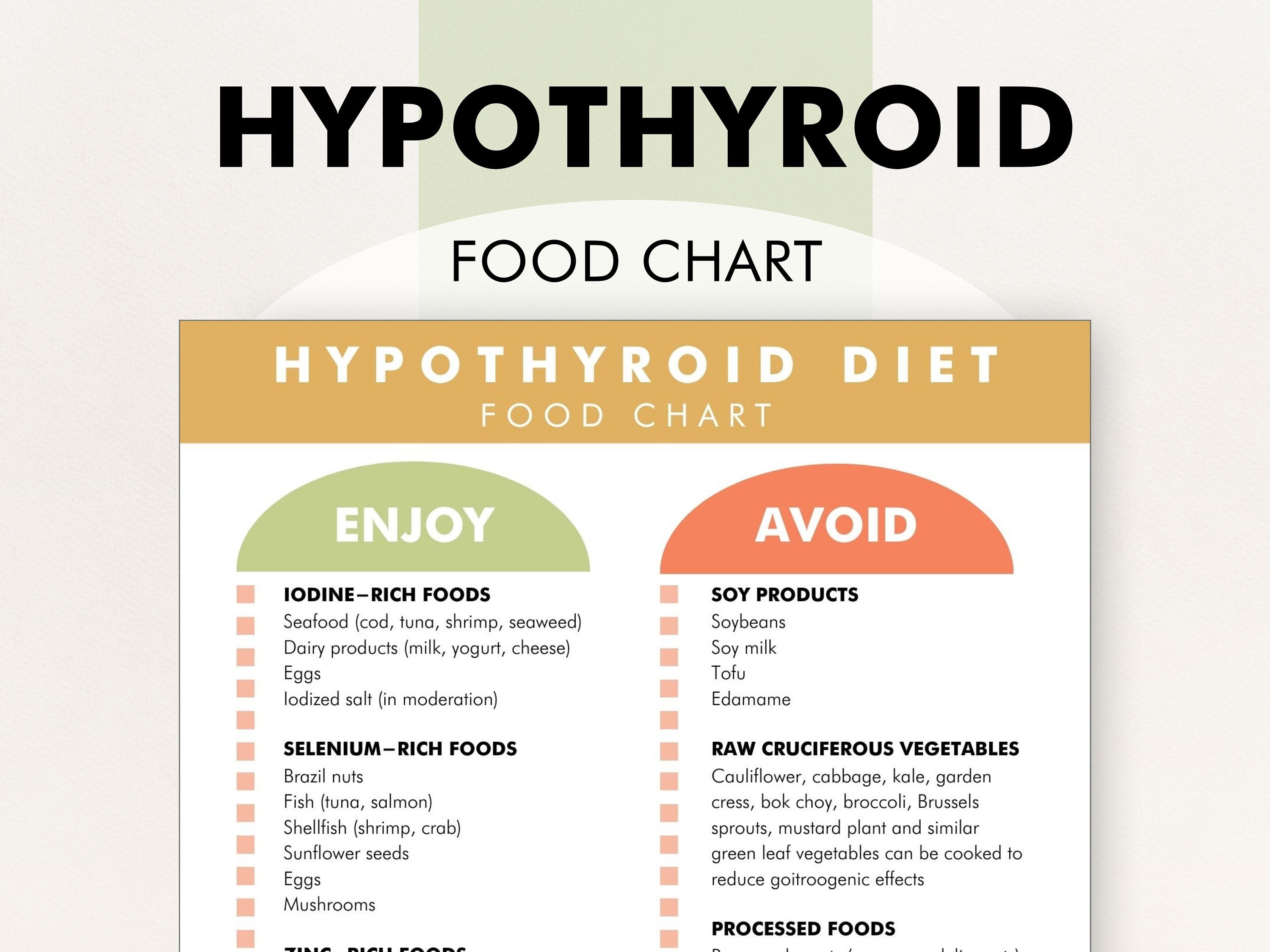 Voedingslijst hypothyreoïdie, voedingsschema hypothyreoïdie, wat te eten, wat niet te eten - download deze tabel om je te helpen winkelen of een maaltijdplan