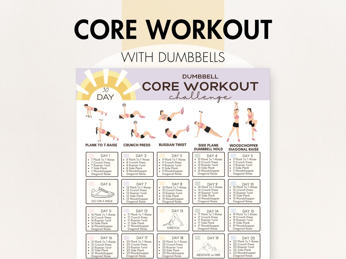 Core Workout Plan.pdf Core Workout With Weights, PDF, Dumbbell Exercises for Abs - 30 Day ...