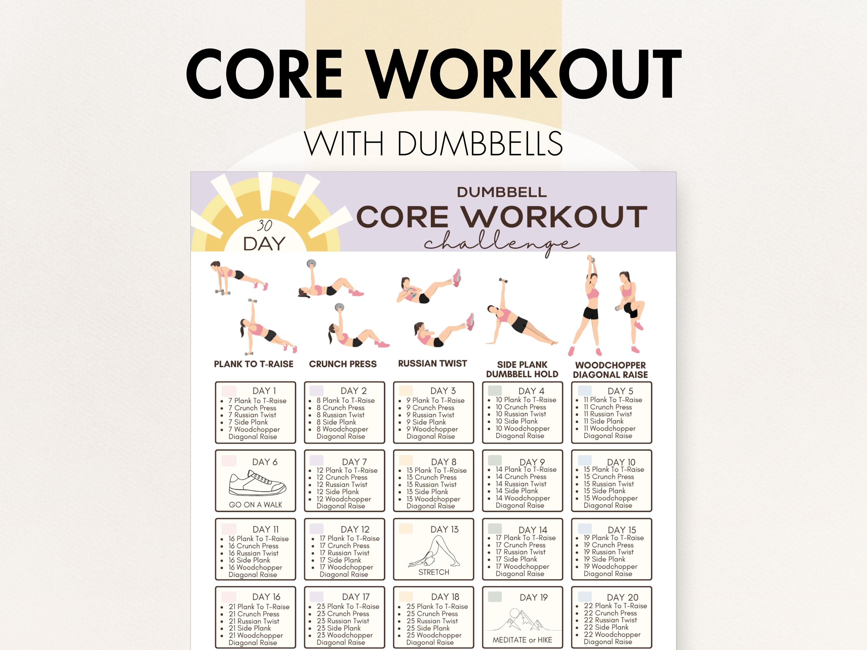 Core Workout With Weights, PDF, Dumbbell Exercises for Abs - 30 Day ...