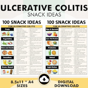 Dieta para la colitis ulcerosa: bocadillos, bocadillos para la colitis ulcerosa, 100 bocadillos para la colitis ulcerosa, PDF: ideas de planes de comidas imprimibles para bocadillos