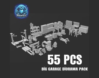 Pack de dioramas Big Garage - Fichiers STL de scènes mécaniques ultimes