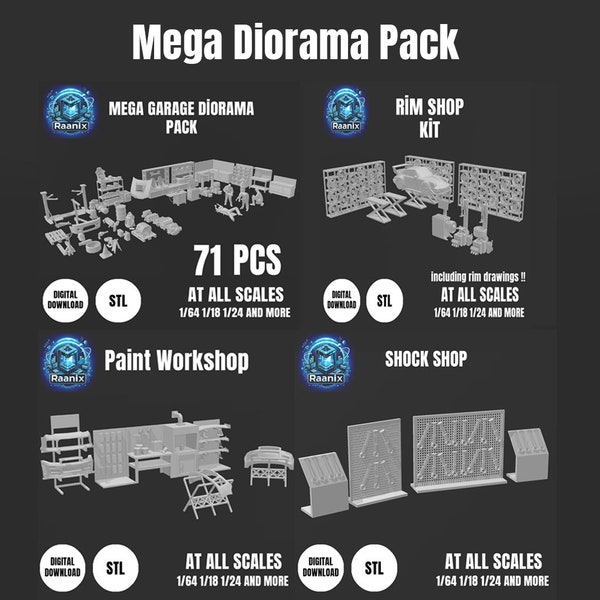 Mega Diorama Pack | Garage Diorama Pack | Diorama | Garage