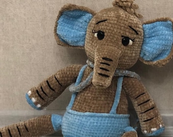 Cute Hand-Knitted Elephant - 60 cm Doll Handmade, Gift for Baby and Children