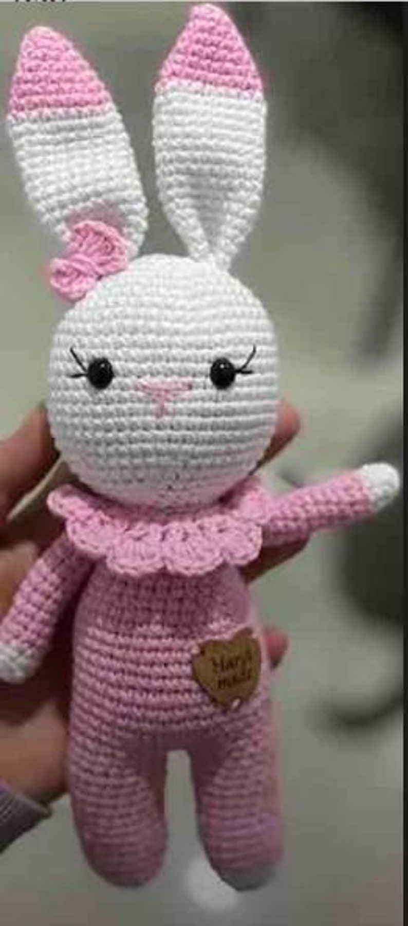 Cute Hand-Knitted Doll 22 cm Doll Handmade, Gift for Baby and Children, Amigurumi zdjęcie 3