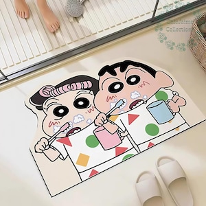 Cartoon Crayon Shin-Chan Floor Mat, Funny Cartoon Floor Mat Bathroom Mat, Shin And Nene