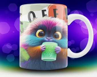 Whimsical Furry Friends Coffee Mug - Adorable Colorful Creatures Design  11oz