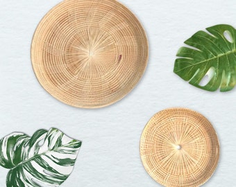 Handwoven Wicker Tray - Natural Rattan Serving Platter (8" or 12"),Handmade Trays, Handwoven Tray, Serving Basket, Natural Rattan