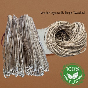 Natural Water Hyacinth Twisted Rope Cord, 8mm x 50m, Eco-Friendly Craft Supply for Wedding Decor & Bag Making