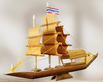 お歳暮・冬ギフト 特集2025 通販  Handmade Inches 10x6 Model: Ship Vintage Bamboo Ship Junk 弦楽器