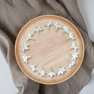 50 pcs Jasmine Green-Stemmed Clay Flowers for Garlands, Lei, Decorations, and Art Projects