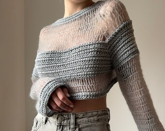 Rizz 4 in 1 Top Crochet PDF Pattern | Made-To-Measure | Stripped Cozy Mesh Textured Top/Sweater/T-Shirt/Shrug Step-By-Step Tutorial