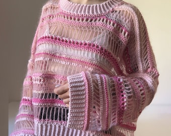 Modèle PDF au crochet pour pull Aurora | Pull rayé, Pullover | 3 en 1 sur mesure | Tutoriel avec photos