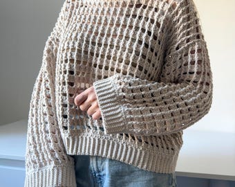 Pull Colossea au crochet Patron PDF | Sur mesure | Pull texturé tendance, pull rayé | Guide étape par étape