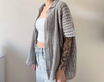 Chemise Julie au crochet Patron PDF | T-shirt sur mesure | Tutoriel étape par étape sur le cardigan oversize en dentelle d'été