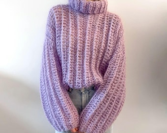 Modèle PDF au crochet pour pull Amelia | Sur mesure | Délicat surdimensionné surdimensionné douillet en mohair | Tutoriel étape par étape pour débutant sûr de lui