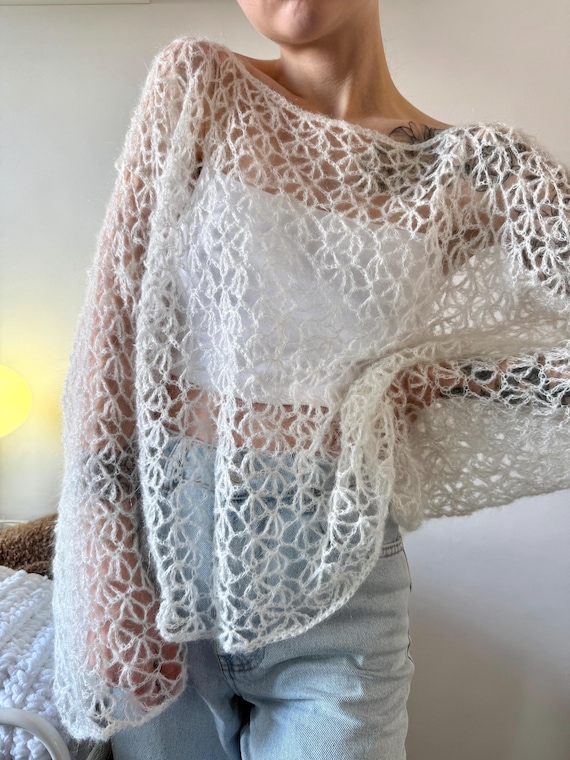 Rhea Sweater Crochet PDF Pattern | Made-To-Measure | Lace Delicate Oversized Top | Step-By-Step Tutorial for Confident Beginner