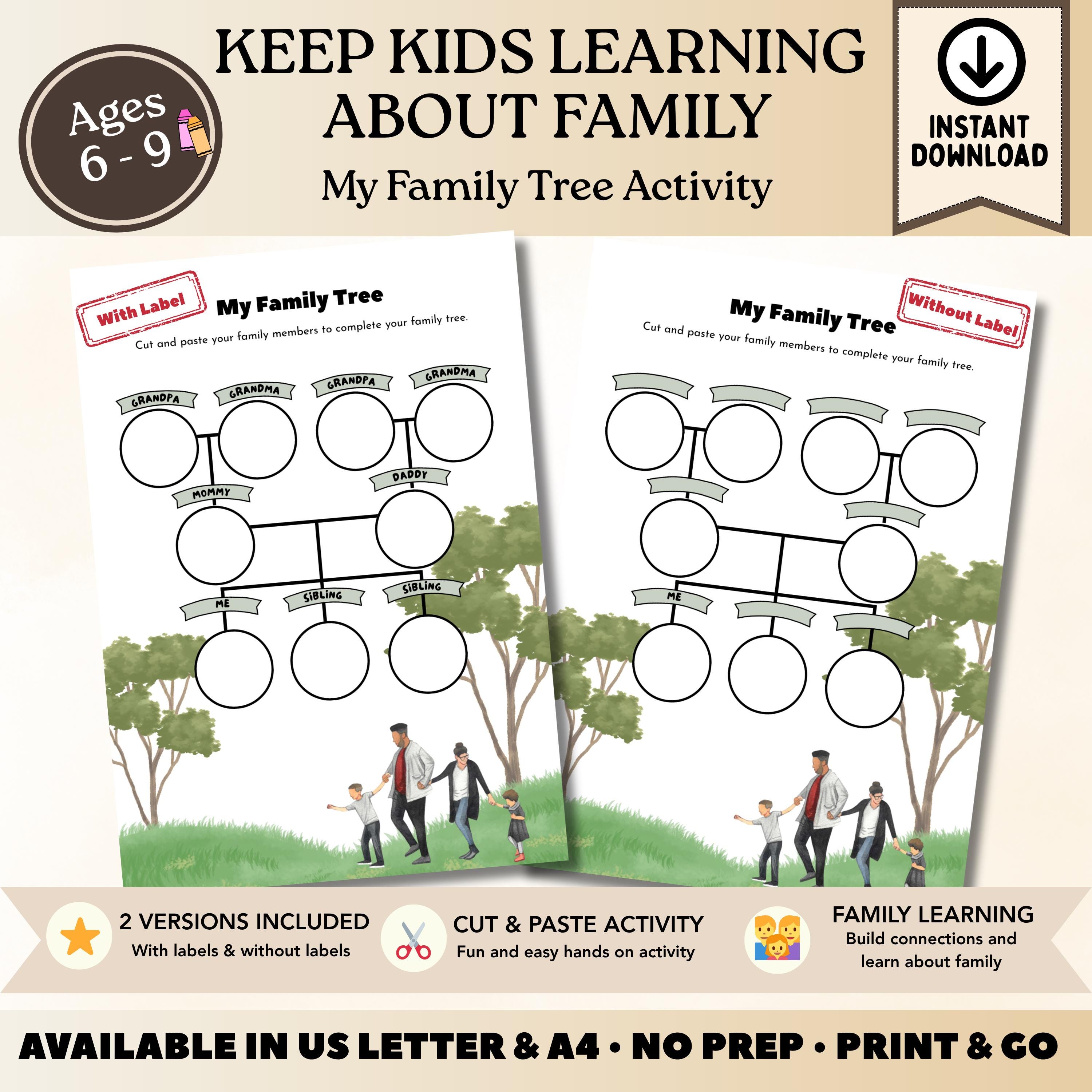 Family Tree Activity for Kids | Printable Worksheet for Family Learning ...