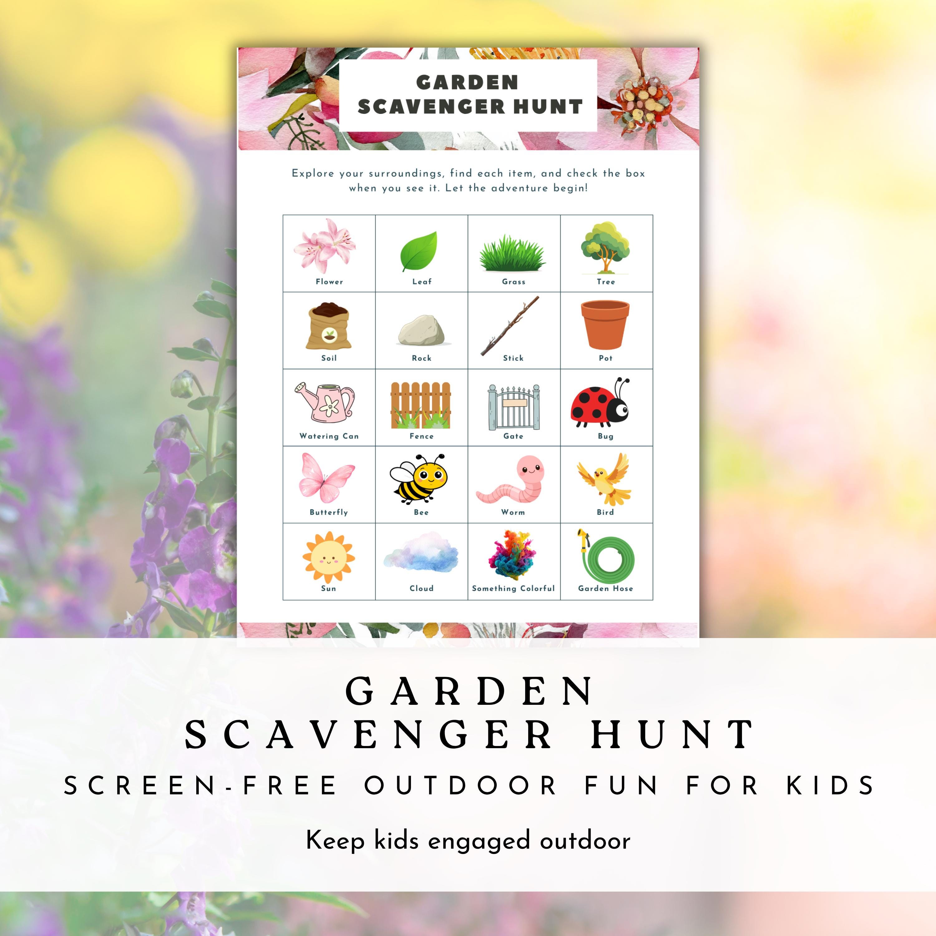 Garden Scavenger Hunt Printable | Kids Outdoor Activity | Ages 4-8 ...