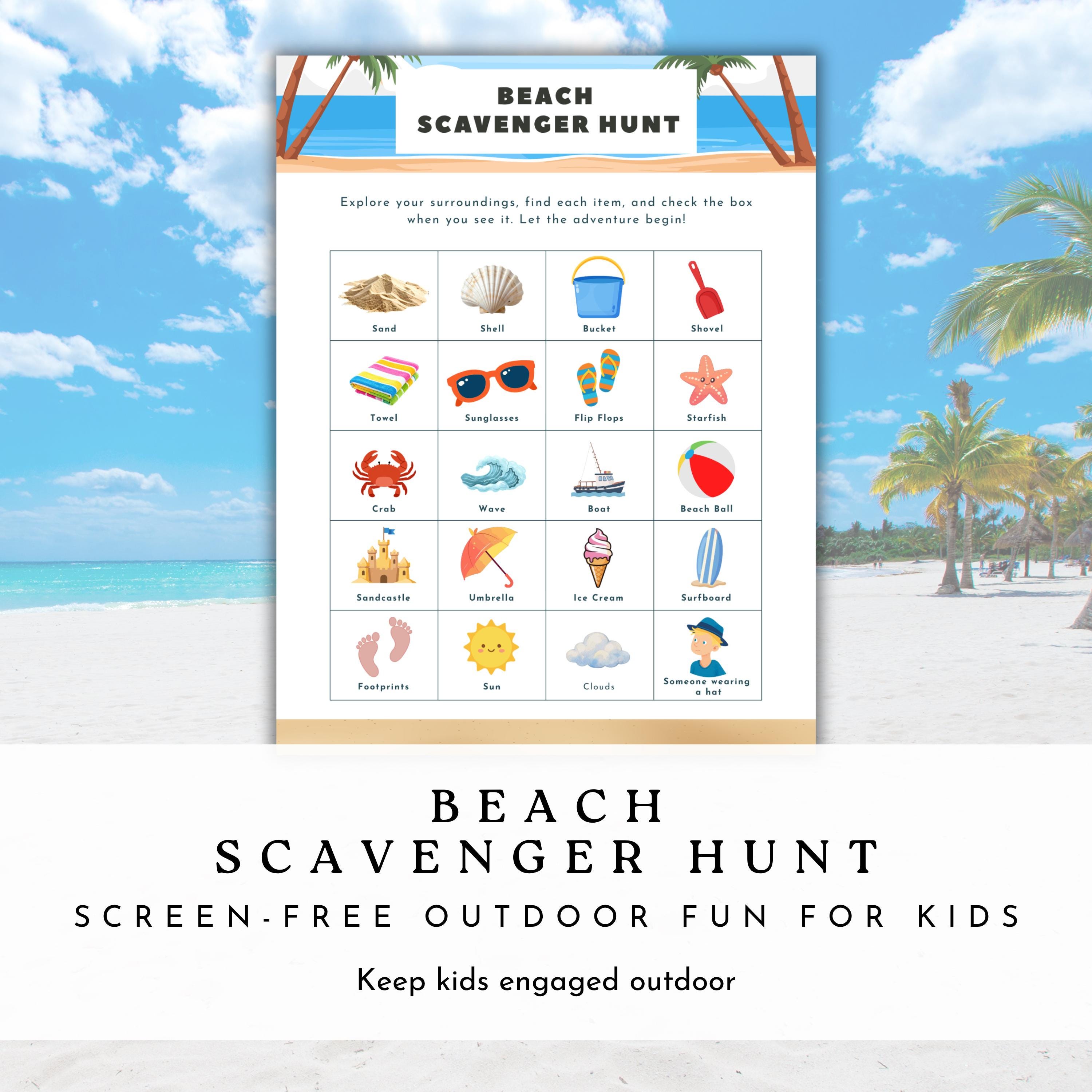 Beach Scavenger Hunt Printable | Kids Outdoor Activity, Ages 4-8 ...