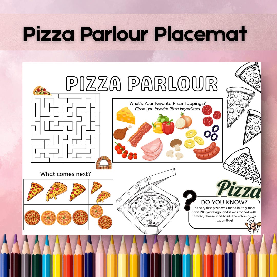 Pizza Parlour Activity Placemat | Educational Fun Printable for ...